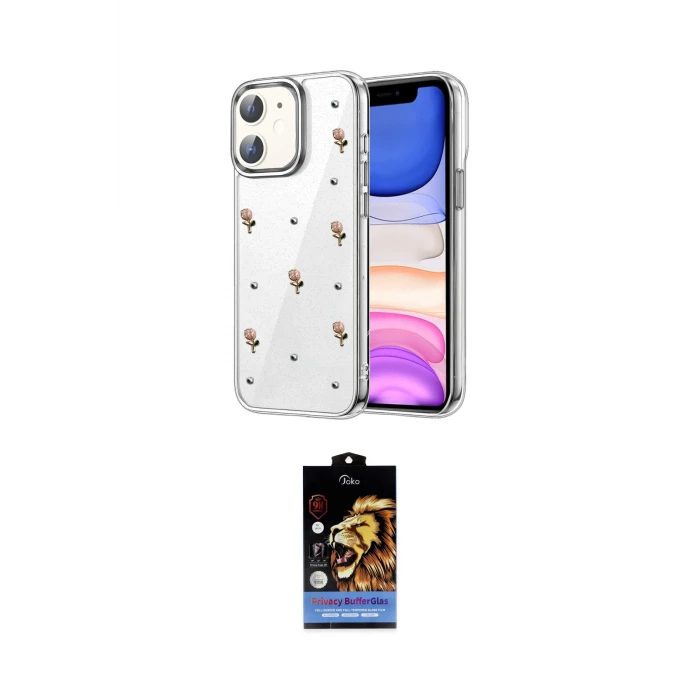 ieg™ iPhone 11 Kılıf Yörünge Form - Siyah Buffer Hayalet Cam Ekran Koruyucu
