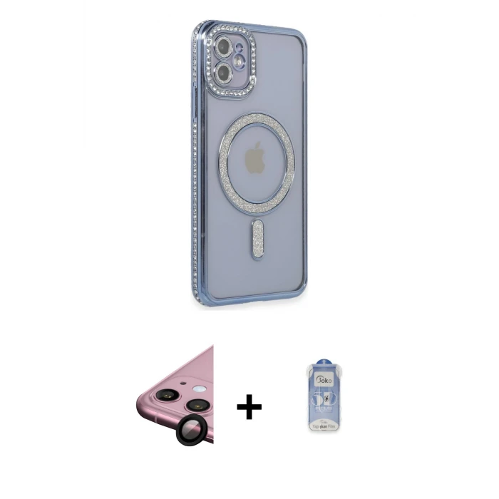 ieg™ iPhone 11 Kılıf Zirve Doku Prime - Siyah Joko Magic 5D Cam + Raze Metal Kamera Lens - SH