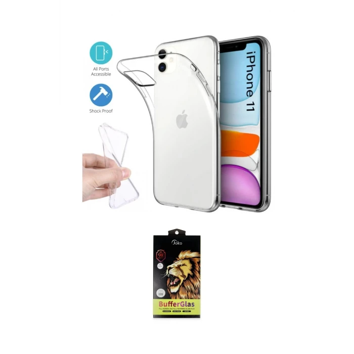 ieg™ iPhone 11 Kılıf Zirve Doku - Siyah Buffer Cam Ekran Koruyucu