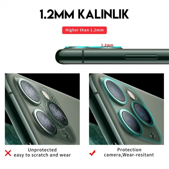 ieg™ İphone 11 Pro 11 Pro Max Full Tempered Kamera Koruyucu Kırılmaz Cam