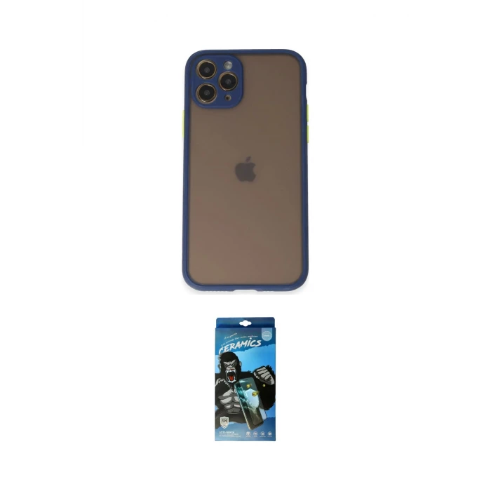 ieg™ iPhone 11 Pro Kılıf Ahenk Çizgi Serisi - Siyah 34D Izgaralı Cam