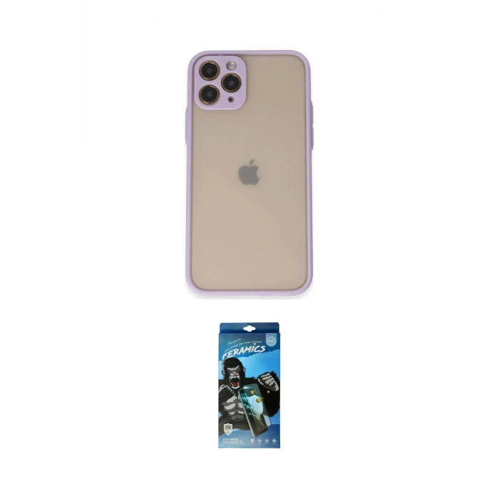 ieg™ iPhone 11 Pro Kılıf Ahenk Çizgi Serisi - Siyah 34D Izgaralı Cam