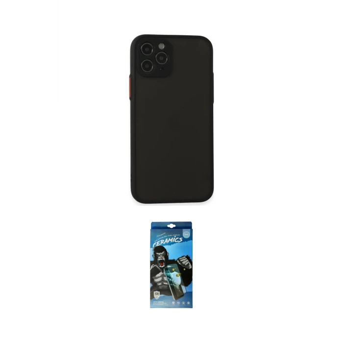 ieg™ iPhone 11 Pro Kılıf Ahenk Çizgi Serisi - Siyah 34D Izgaralı Cam
