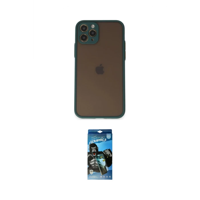 ieg™ iPhone 11 Pro Kılıf Ahenk Çizgi Serisi - Siyah 34D Izgaralı Cam