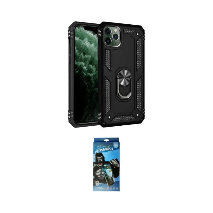 ieg™ iPhone 11 Pro Kılıf Ahenk Klasik Koleksiyonu - Siyah 34D Izgaralı Cam