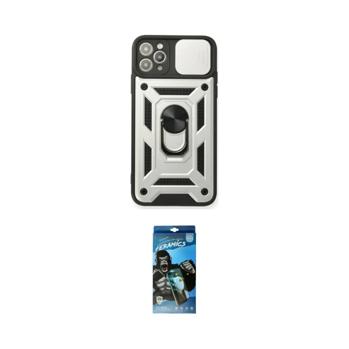 ieg™ iPhone 11 Pro Kılıf Ahenk Klasik - Siyah 34D Izgaralı Cam