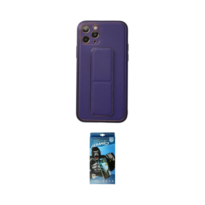 ieg™ iPhone 11 Pro Kılıf Akış Doku - Siyah 34D Izgaralı Cam