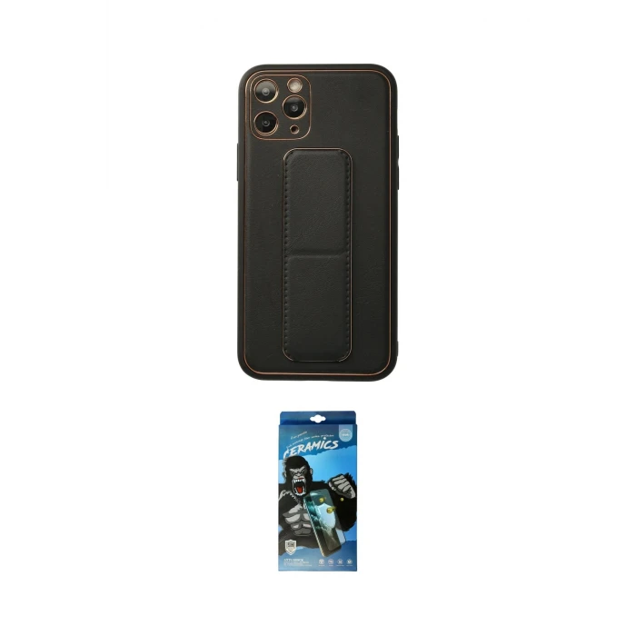 ieg™ iPhone 11 Pro Kılıf Akış Doku - Siyah 34D Izgaralı Cam