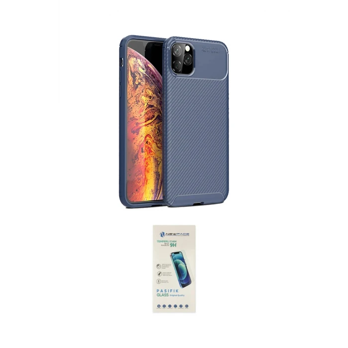 ieg™ iPhone 11 Pro Kılıf Eksen Form Prime - Şeffaf Pasifik Cam Ekran Koruyucu