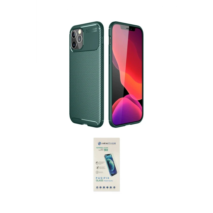 ieg™ iPhone 11 Pro Kılıf Eksen Form Prime - Şeffaf Pasifik Cam Ekran Koruyucu