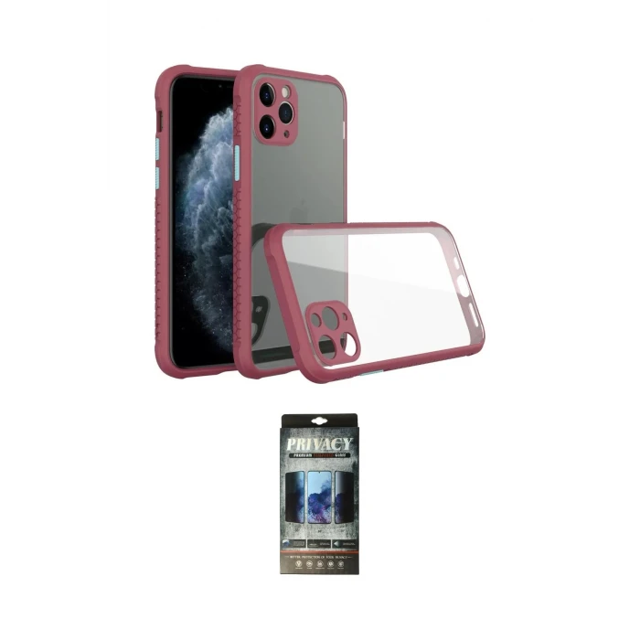 ieg™ iPhone 11 Pro Kılıf Nova Asil Özel Seri - Siyah 34D Hayalet Izgaralı Cam
