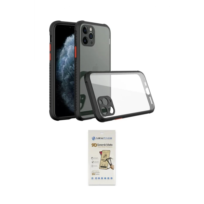 ieg™ iPhone 11 Pro Kılıf Nova Asil Özel Seri - Siyah Mat Seramik Nano Ekran Koruyucu