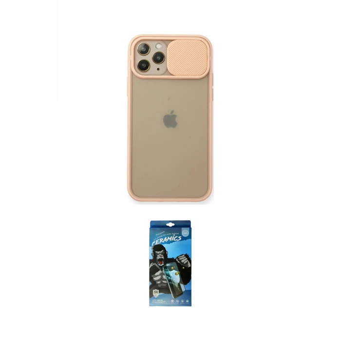 ieg™ iPhone 11 Pro Kılıf Vadi Çizgi - Siyah 34D Izgaralı Cam
