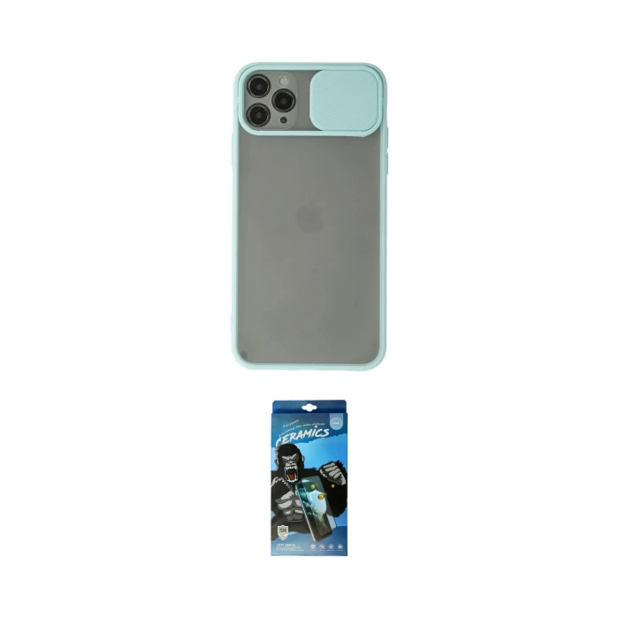 ieg™ iPhone 11 Pro Kılıf Vadi Çizgi - Siyah 34D Izgaralı Cam