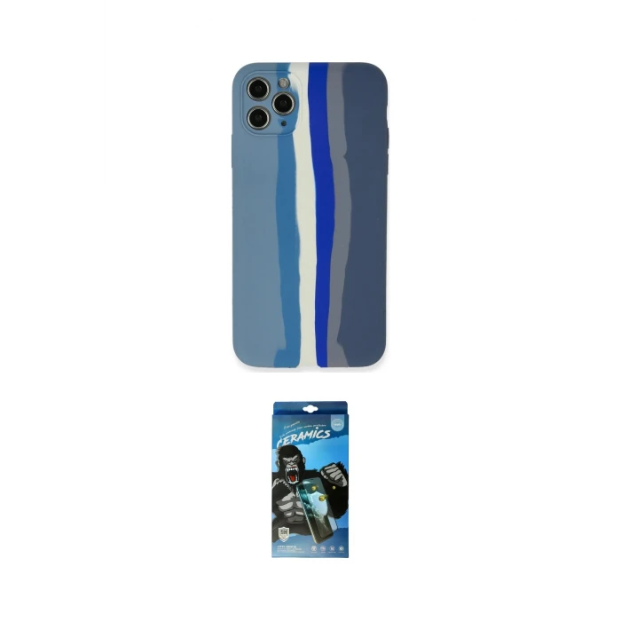 ieg™ iPhone 11 Pro Kılıf Yadigar Çizgi - Siyah 34D Izgaralı Cam