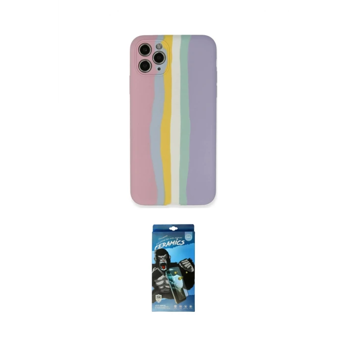 ieg™ iPhone 11 Pro Kılıf Yadigar Çizgi - Siyah 34D Izgaralı Cam