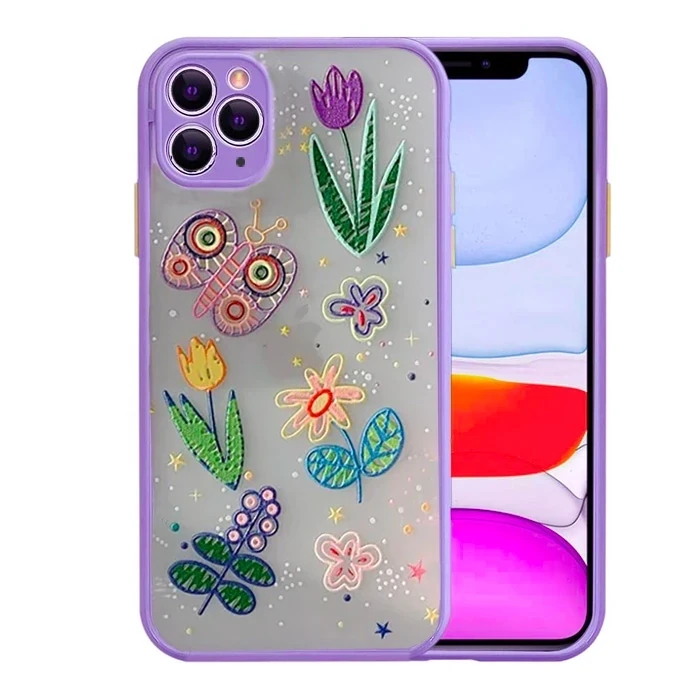 ieg™ İphone 11 Pro Max 6.5inç Kamera Korumalı Çiçek Desenli Silikon Kılıf