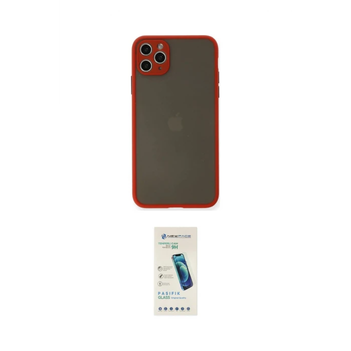 ieg™ iPhone 11 Pro Max Kılıf Ahenk Çizgi Serisi - Şeffaf Pasifik Cam Ekran Koruyucu