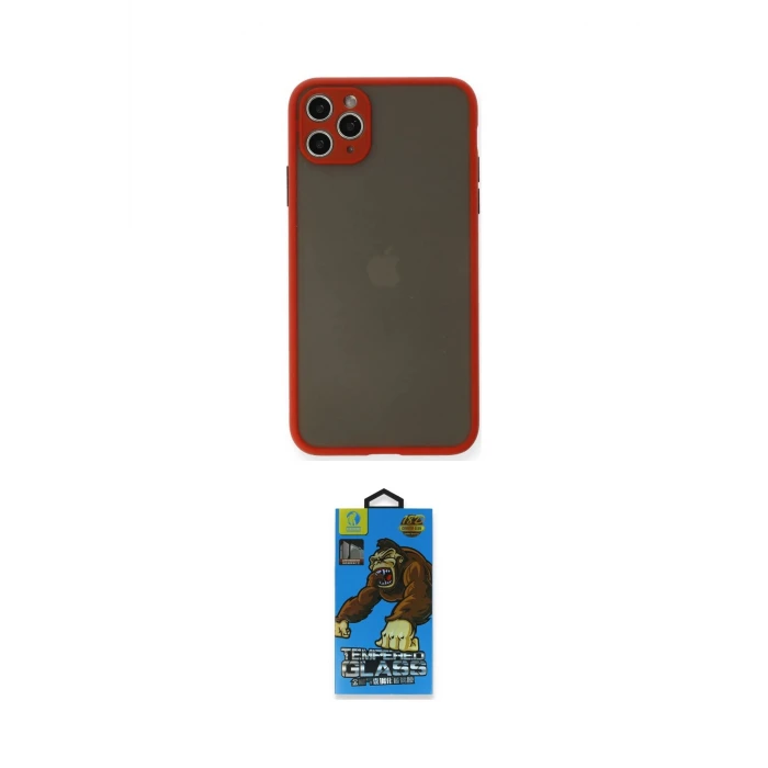 ieg™ iPhone 11 Pro Max Kılıf Ahenk Çizgi Serisi - Siyah 18D Cam Ekran Koruyucu