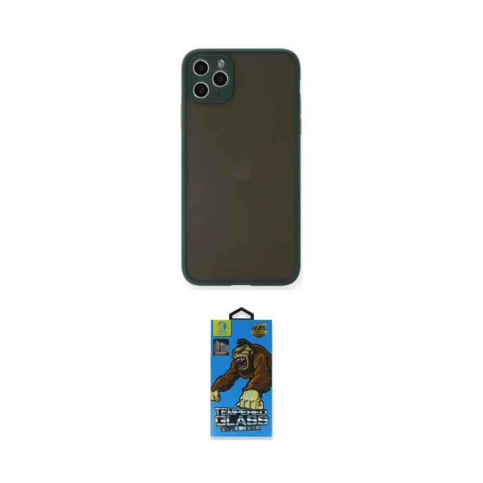 ieg™ iPhone 11 Pro Max Kılıf Ahenk Çizgi Serisi - Siyah 18D Cam Ekran Koruyucu