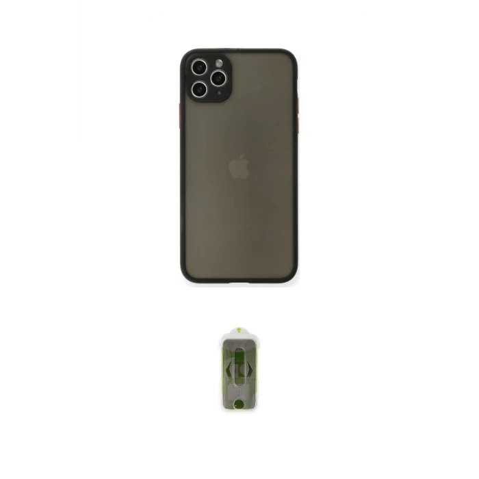 ieg™ iPhone 11 Pro Max Kılıf Ahenk Çizgi Serisi - Siyah Joko Magic 5D Hayalet Cam