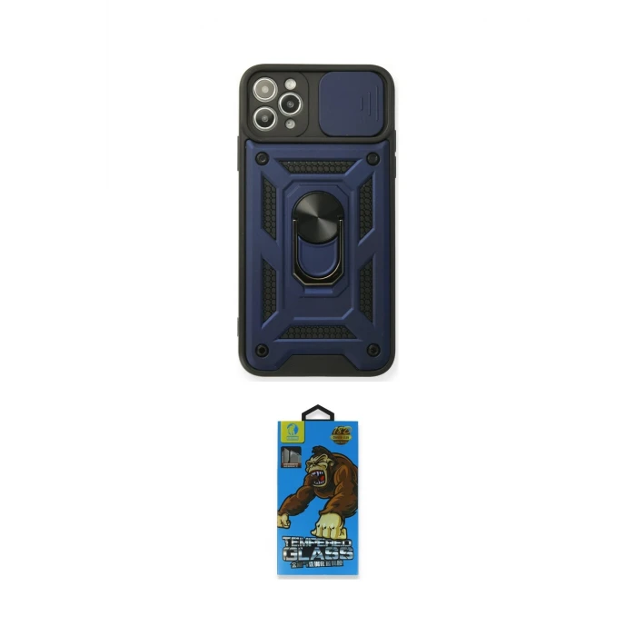 ieg™ iPhone 11 Pro Max Kılıf Ahenk Klasik - Siyah 18D Cam Ekran Koruyucu