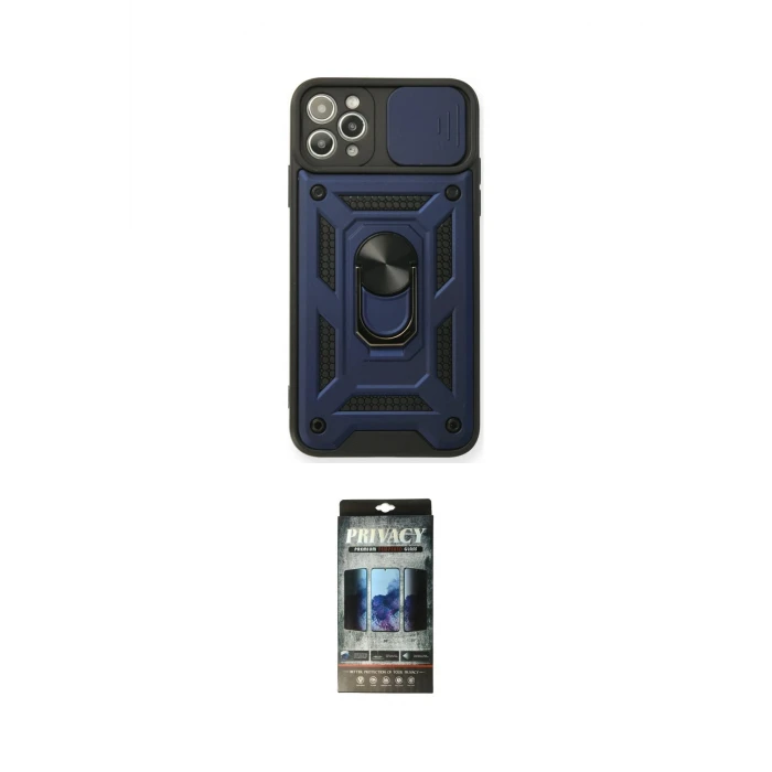 ieg™ iPhone 11 Pro Max Kılıf Ahenk Klasik - Siyah 34D Hayalet Izgaralı Cam