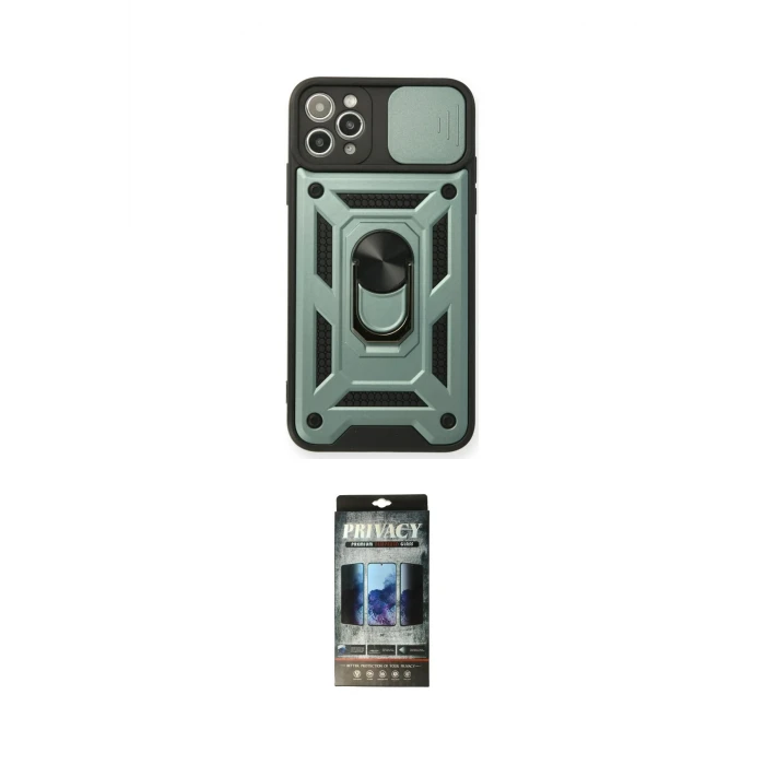 ieg™ iPhone 11 Pro Max Kılıf Ahenk Klasik - Siyah 34D Hayalet Izgaralı Cam