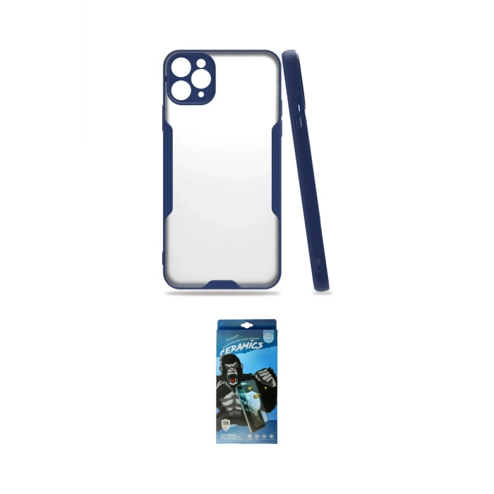 ieg™ iPhone 11 Pro Max Kılıf Atlas Asil Serisi - Siyah 34D Izgaralı Cam