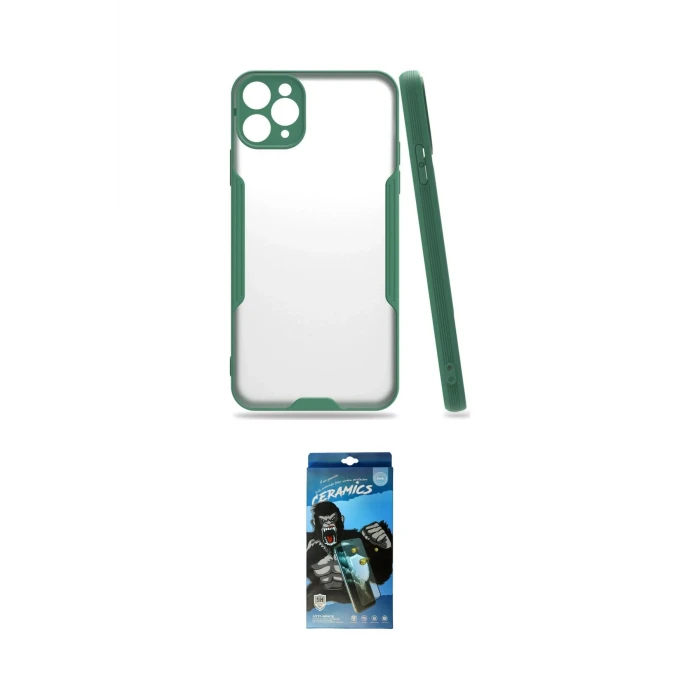 ieg™ iPhone 11 Pro Max Kılıf Atlas Asil Serisi - Siyah 34D Izgaralı Cam