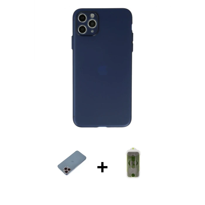 ieg™ iPhone 11 Pro Max Kılıf Atlas Minimal Prime - Siyah Joko Magic 5D Hayalet Cam + Shine Kamera Lens Koruma Cam - PE