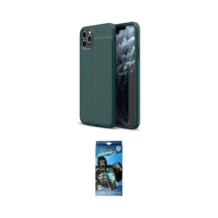 ieg™ iPhone 11 Pro Max Kılıf Doruk Klasik Özel Seri - Siyah 34D Izgaralı Cam