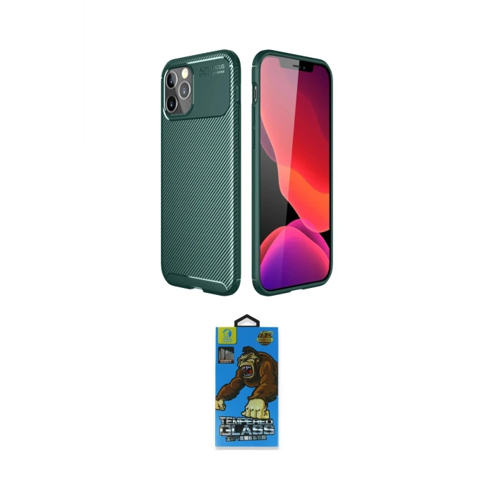 ieg™ iPhone 11 Pro Max Kılıf Eksen Form Prime - Siyah 18D Cam Ekran Koruyucu