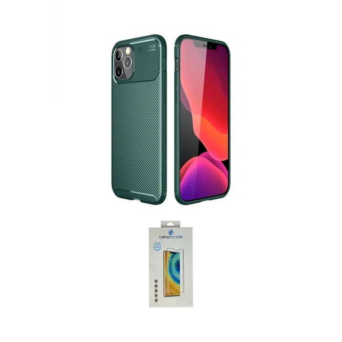ieg™ iPhone 11 Pro Max Kılıf Eksen Form Prime - Siyah Polymer Nano Ekran Koruyucu