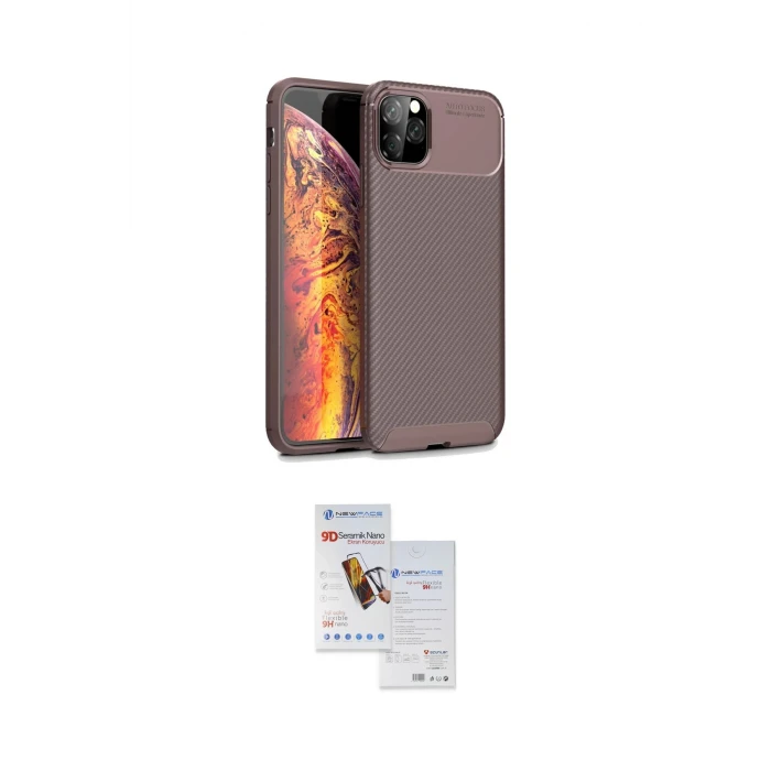 ieg™ iPhone 11 Pro Max Kılıf Eksen Form Prime - Siyah Seramik Nano Ekran Koruyucu