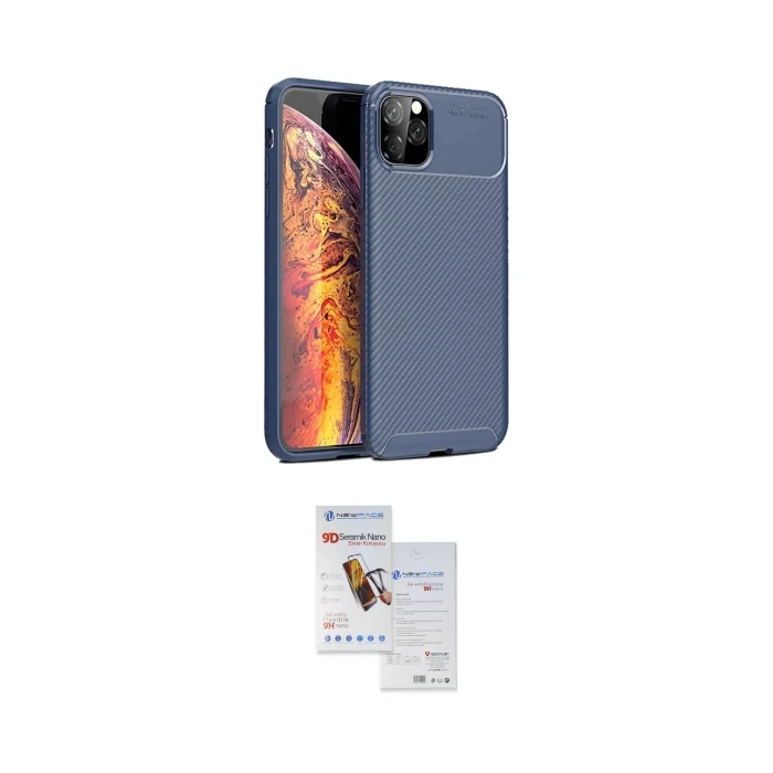 ieg™ iPhone 11 Pro Max Kılıf Eksen Form Prime - Siyah Seramik Nano Ekran Koruyucu