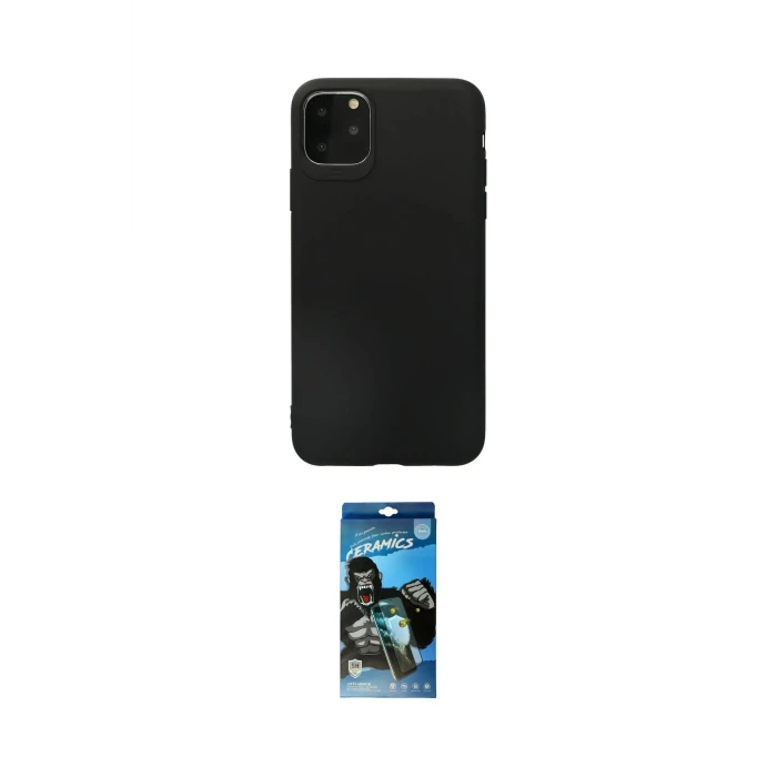 ieg™ iPhone 11 Pro Max Kılıf Kozmos Yansıma Özel Seri - Siyah 34D Izgaralı Cam