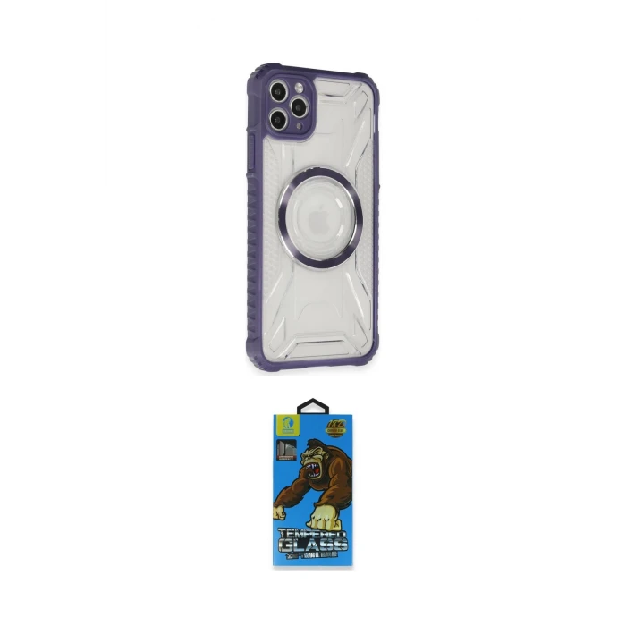 ieg™ iPhone 11 Pro Max Kılıf Kutup Modern - Siyah 18D Cam Ekran Koruyucu