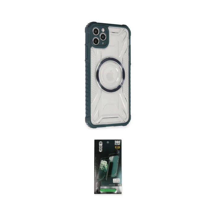 ieg™ iPhone 11 Pro Max Kılıf Kutup Modern - Siyah 360 Mat Full Body Arka Koruyucu
