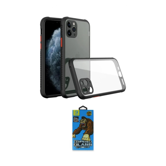 ieg™ iPhone 11 Pro Max Kılıf Nova Asil Özel Seri - Siyah 18D Cam Ekran Koruyucu