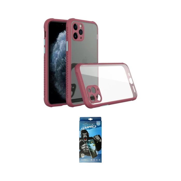 ieg™ iPhone 11 Pro Max Kılıf Nova Asil Özel Seri - Siyah 34D Izgaralı Cam