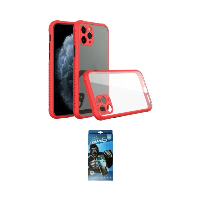 ieg™ iPhone 11 Pro Max Kılıf Nova Asil Özel Seri - Siyah 34D Izgaralı Cam