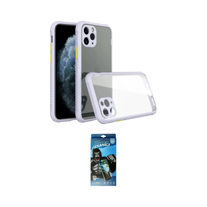 ieg™ iPhone 11 Pro Max Kılıf Nova Asil Özel Seri - Siyah 34D Izgaralı Cam