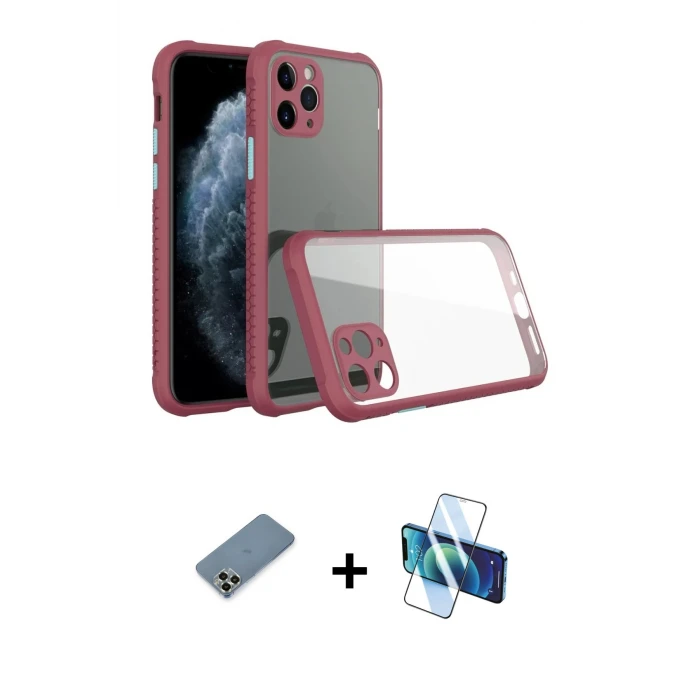 ieg™ iPhone 11 Pro Max Kılıf Nova Asil Özel Seri - Siyah 3D Antistatik Seramik Nano Ekran Koruyucu + Metal Kamera Lens Koruma Cam - AKYL