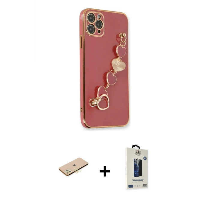 ieg™ iPhone 11 Pro Max Kılıf Nova Işık Prime - Siyah Bilvis Hayalet Cam Ekran Koruyucu + Sarı Renkli Kamera Lens Koruma Cam