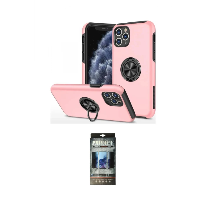 ieg™ iPhone 11 Pro Max Kılıf Odak Form Prime - Siyah 34D Hayalet Izgaralı Cam