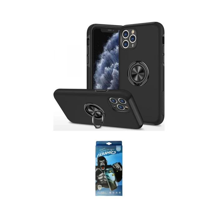 ieg™ iPhone 11 Pro Max Kılıf Odak Form Prime - Siyah 34D Izgaralı Cam
