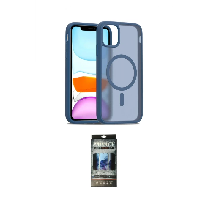 ieg™ iPhone 11 Pro Max Kılıf Siluet Minimal Prime - Siyah 34D Hayalet Izgaralı Cam