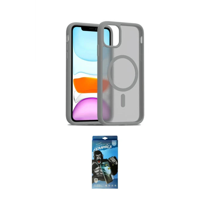 ieg™ iPhone 11 Pro Max Kılıf Siluet Minimal Prime - Siyah 34D Izgaralı Cam