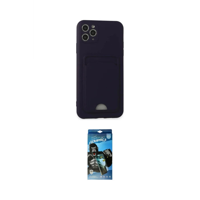 ieg™ iPhone 11 Pro Max Kılıf Vadi Çizgi Prime - Siyah 34D Izgaralı Cam